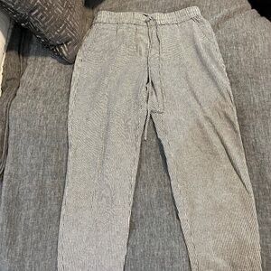 J. Crew Linen Drawstring Pants (black & White Stripe) Size 8